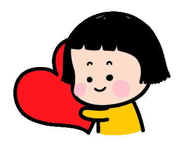 Cartoon Girl Hugging Red Heart