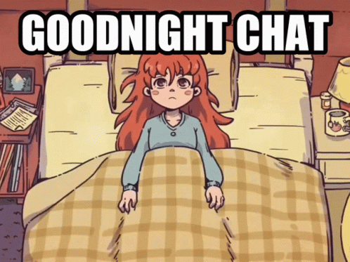 Cartoon Girl in Bed Saying Goodnight Chat