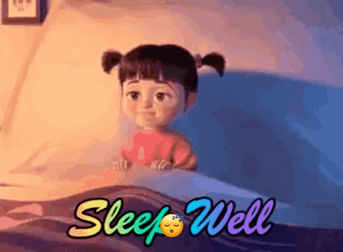 Cartoon Girl in Bed Sleep Well