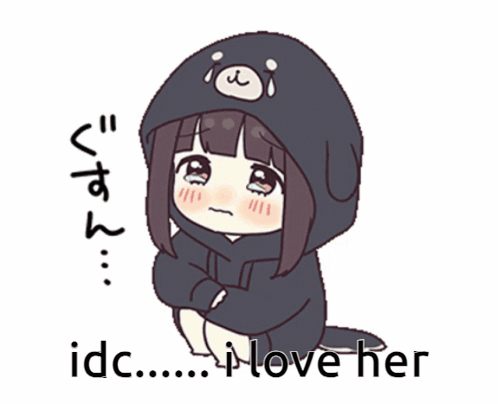 Cartoon Girl in Black Hoodie With Dog