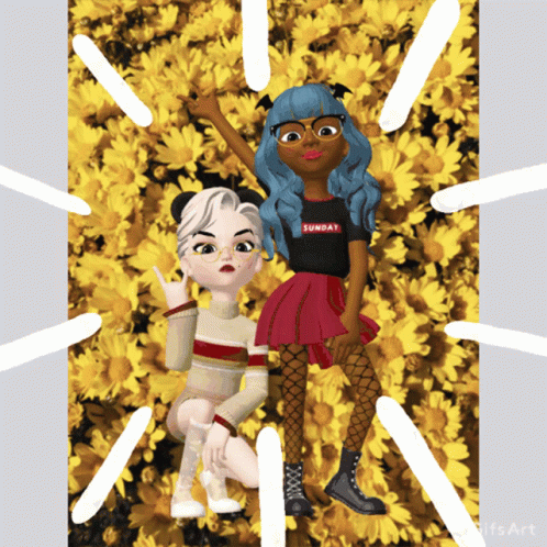 Cartoon Girl in Black Shirt Saying Sunday