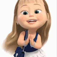 Cartoon Girl In Blue Tank Top And White Skirt Holding Purse GIF