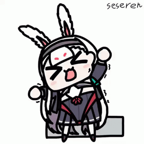 Cartoon Girl In Bunny Ears And Rabbit Hat GIF