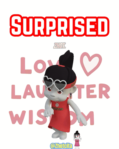 Cartoon Girl in Front of Surprised