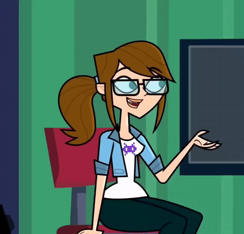 Cartoon Girl In Glasses Sitting In Red Chair GIF
