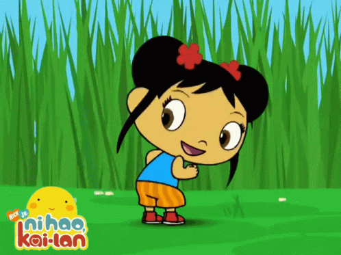 Cartoon Girl In Grass With Ni Hao Kai-Lan GIF