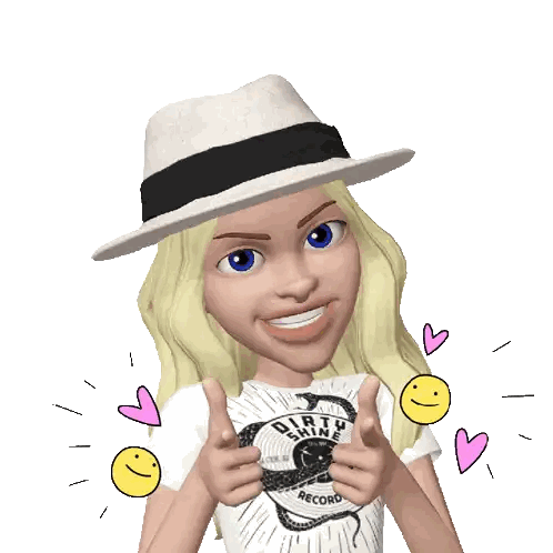 Cartoon Girl in Hat and Dirty Shine Records Shirt