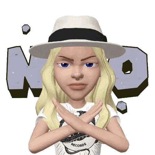 Cartoon Girl in Hat Crossing Arms With Records Shirt