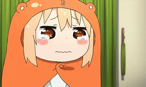 Cartoon Girl in Orange Hooded Blanket Crying