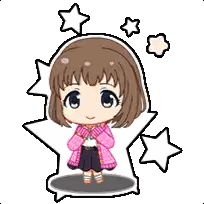 Cartoon Girl in Pink Jacket and Black Skirt