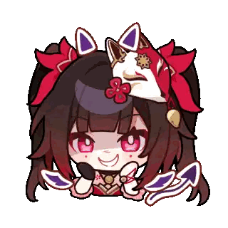 Cartoon Girl in Red and White Mask