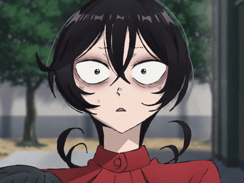 Cartoon Girl In Red Shirt With Black Hair GIF