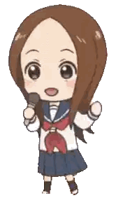 Cartoon Girl in School Uniform Holding Microphone