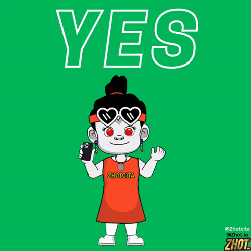 Cartoon Girl in Sunglasses and Yes Shirt