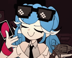 Cartoon Girl in Sunglasses Holding Red Heart