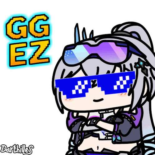 Cartoon Girl in Sunglasses Saying GG EZ