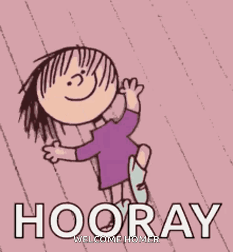 Cartoon Girl Jumping Hooray Welcome Homer