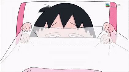 Cartoon Girl Laying In Bed Eyes Closed Pink Pillow GIF