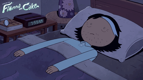 Cartoon Girl Laying in Bed With Fianna and Cake on Wall