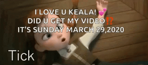 Cartoon Girl Laying on Floor Saying I Love U Keala Did U Get My Video