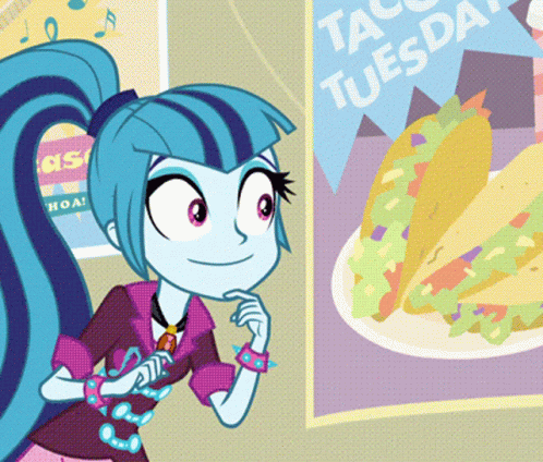 Cartoon Girl Looking at Taco Tuesday Poster