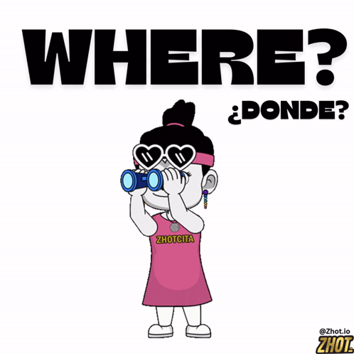 Cartoon Girl Looking Through Binoculars Where Donde GIF