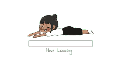 Cartoon Girl Lying Next to Loading Bar
