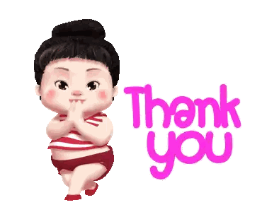 Cartoon Girl Next to Thank You Sign