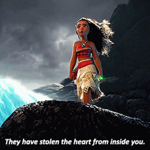 Cartoon Girl on Rock Says They Have Stolen the Heart from Inside You