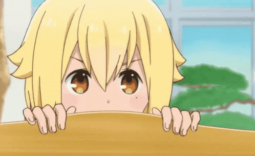 Cartoon Girl Peeking Over Table
