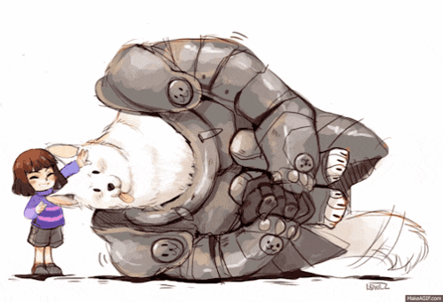 Cartoon Girl Petting Dog With LGBTL2 Watermark