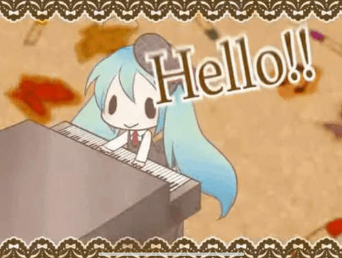 Cartoon Girl Playing Piano Saying Hello