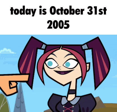 Cartoon Girl Pointing at October 31