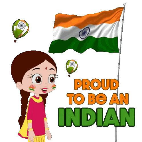 Cartoon Girl Proud to Be Indian