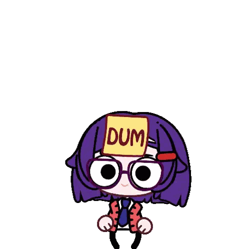 Cartoon Girl Purple Hair Card Says Dum