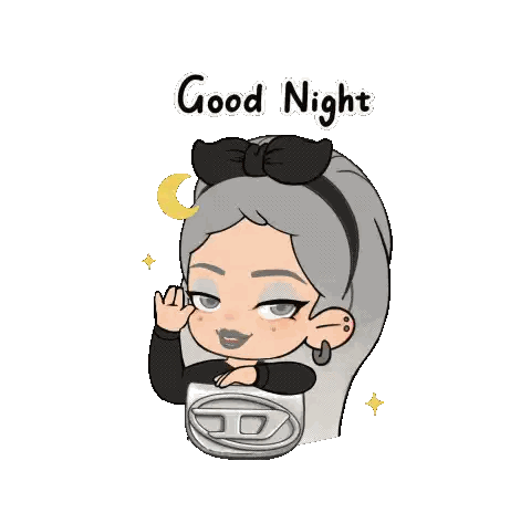 Cartoon Girl Saying Good Night