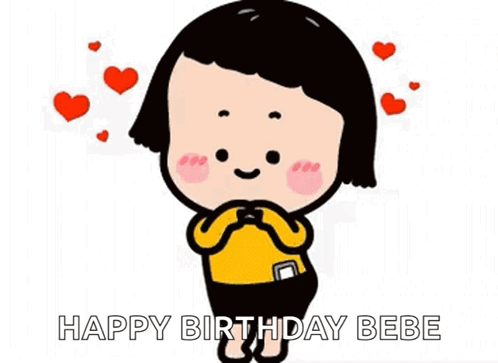 Cartoon Girl Saying Happy Birthday Bebe