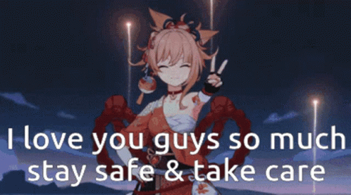 Cartoon Girl Saying I Love You Guys Stay Safe