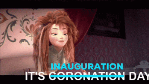 Cartoon Girl Saying Inauguration It's Coronation Day