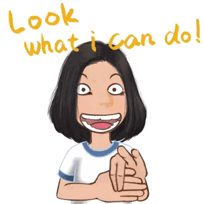 Cartoon Girl Saying Look What I Can Do