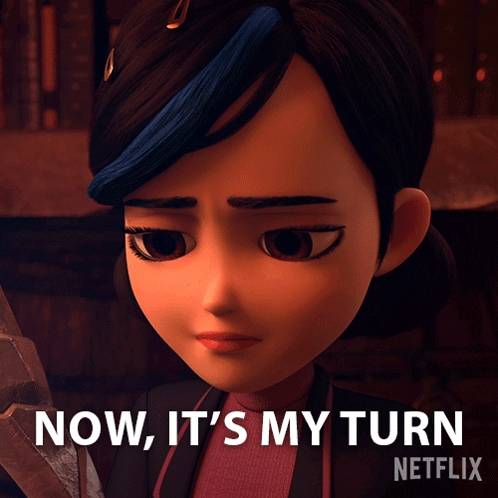 Cartoon Girl Saying Now Its My Turn GIF