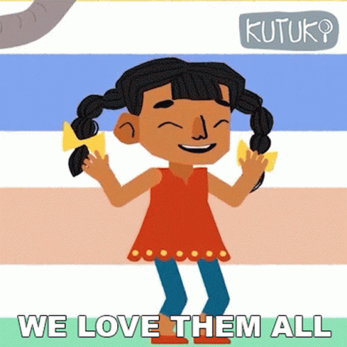Cartoon Girl Saying We Love Them All