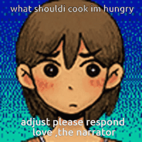 Cartoon Girl Saying What Should I Cook Im Hungry