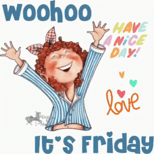 Cartoon Girl Saying Woohoo Its Friday