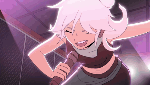 Cartoon Girl Singing Into Microphone GIF