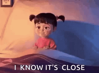 Cartoon Girl Sitting In Bed Saying I Know It's Close GIF