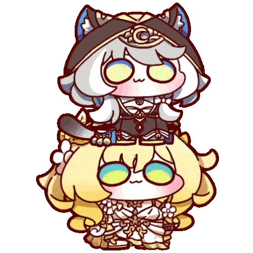 Cartoon Girl Sitting on Another Girl's Shoulders
