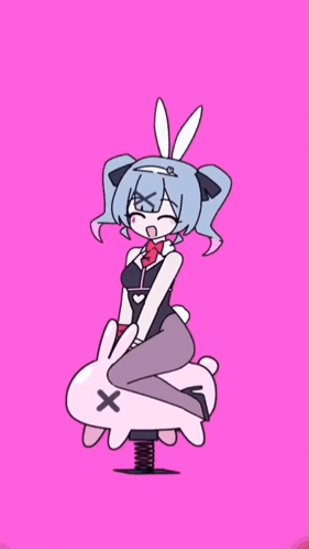 Cartoon Girl Sitting On Dead Rabbit GIF