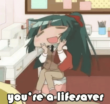Cartoon Girl Sitting on Stool You're a Lifesaver
