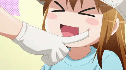 Cartoon Girl Smiling With White Glove On Face GIF